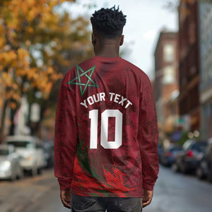 Custom Morocco National Football Long Sleeve Shirt The Atlas Lions Grunge with National Flag - African Pride