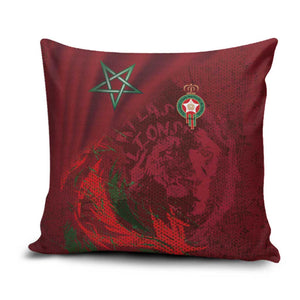 Morocco National Football Pillow Cover The Atlas Lions Grunge with National Flag - African Pride