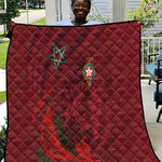 Morocco National Football Quilt The Atlas Lions Grunge with National Flag - African Pride