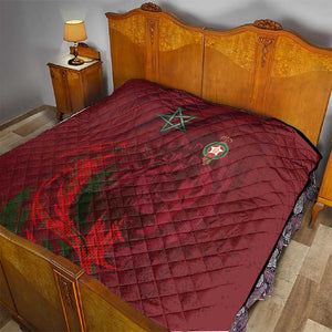 Morocco National Football Quilt The Atlas Lions Grunge with National Flag - African Pride