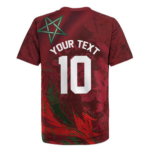 Custom Morocco National Football Rugby Jersey The Atlas Lions Grunge with National Flag - African Pride