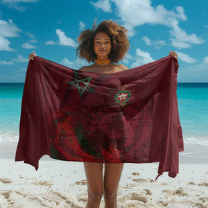 Morocco National Football Sarong The Atlas Lions Grunge with National Flag - African Pride