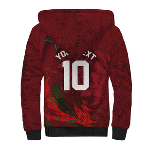 Custom Morocco National Football Sherpa Hoodie The Atlas Lions Grunge with National Flag - African Pride