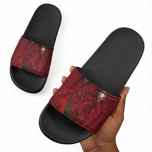 Morocco National Football Slide Sandals The Atlas Lions Grunge with National Flag - African Pride