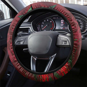 Morocco National Football Steering Wheel Cover The Atlas Lions Grunge with National Flag - African Pride