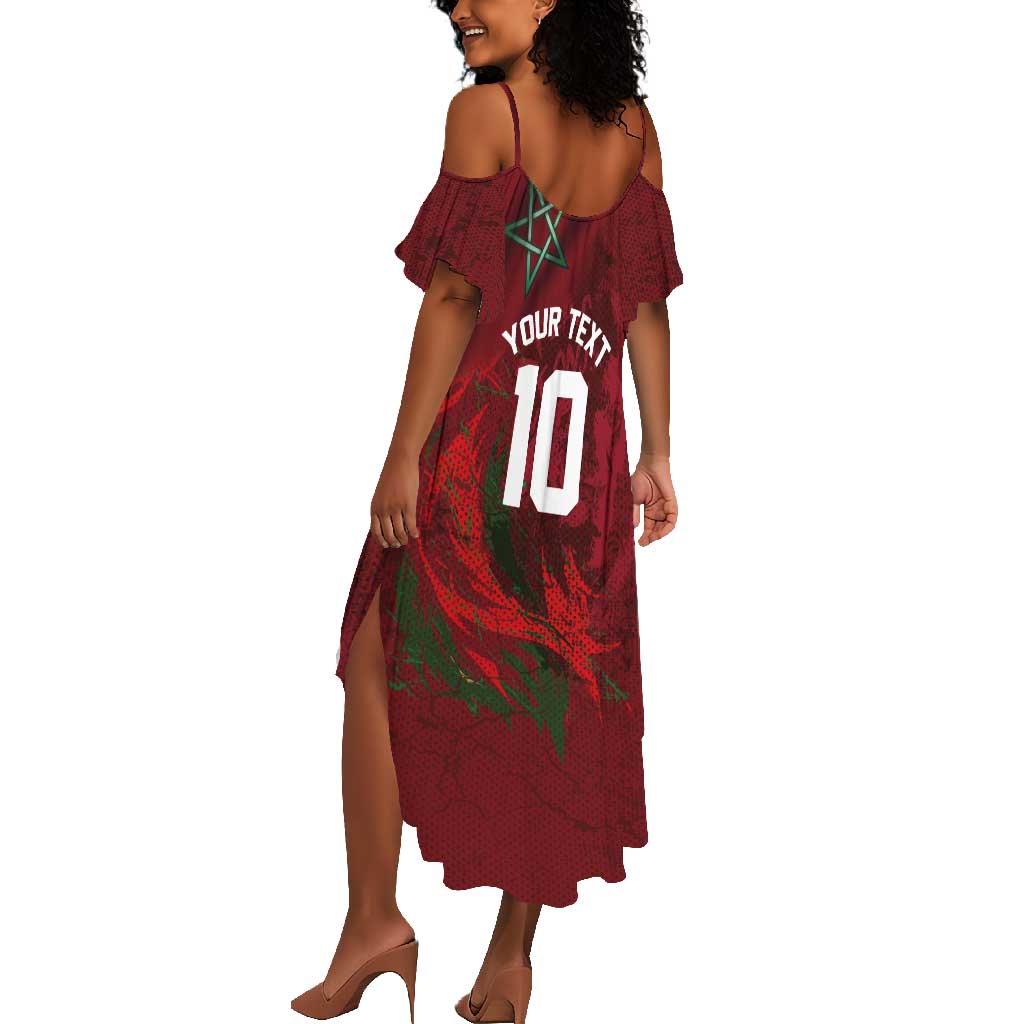 Custom Morocco National Football Summer Maxi Dress The Atlas Lions Grunge with National Flag - African Pride