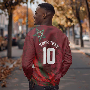 Custom Morocco National Football Sweatshirt The Atlas Lions Grunge with National Flag - African Pride