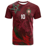 Custom Morocco National Football T shirt The Atlas Lions Grunge with National Flag - African Pride