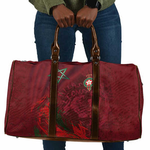 Morocco National Football Travel Bag The Atlas Lions Grunge with National Flag - African Pride