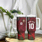 Custom Morocco National Football Tumbler With Handle The Atlas Lions Grunge with National Flag - African Pride