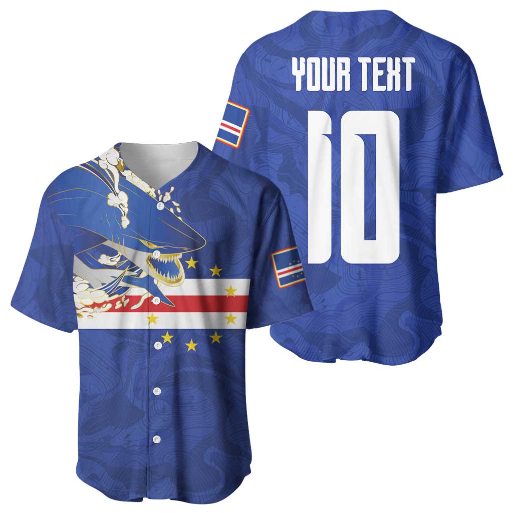 Custom Cape Verde National Football Baseball Jersey Glory Blue Sharks - African Pride