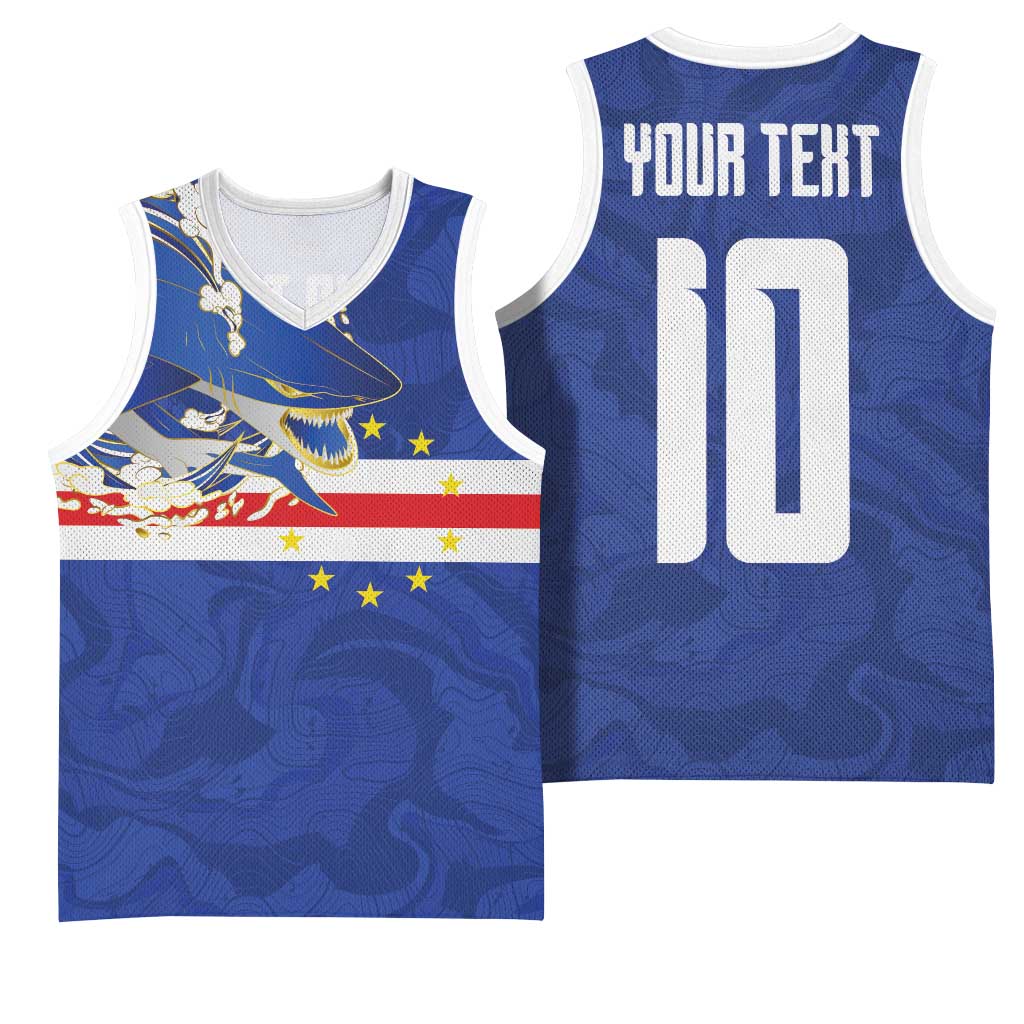 Custom Cape Verde National Football Basketball Jersey Glory Blue Sharks - African Pride