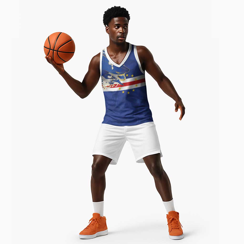 Custom Cape Verde National Football Basketball Jersey Glory Blue Sharks - African Pride