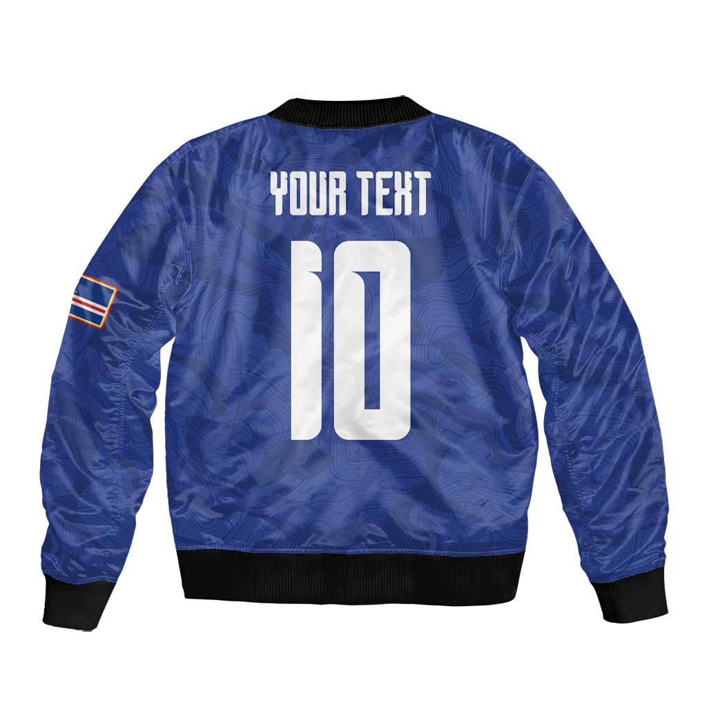 Custom Cape Verde National Football Bomber Jacket Glory Blue Sharks - African Pride