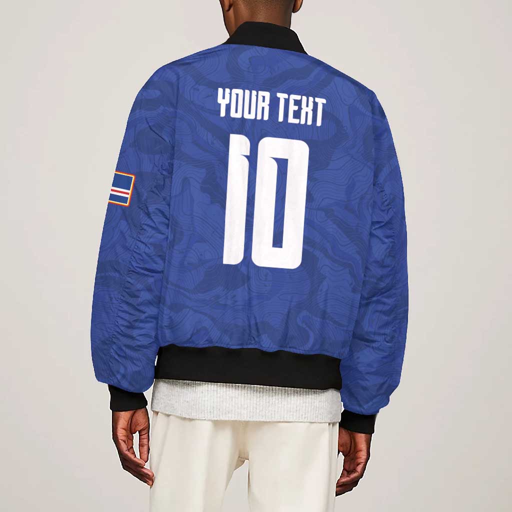 Custom Cape Verde National Football Bomber Jacket Glory Blue Sharks - African Pride