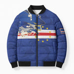 Custom Cape Verde National Football Bomber Puffer Jacket Glory Blue Sharks - African Pride