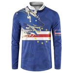 Custom Cape Verde National Football Button Sweatshirt Glory Blue Sharks