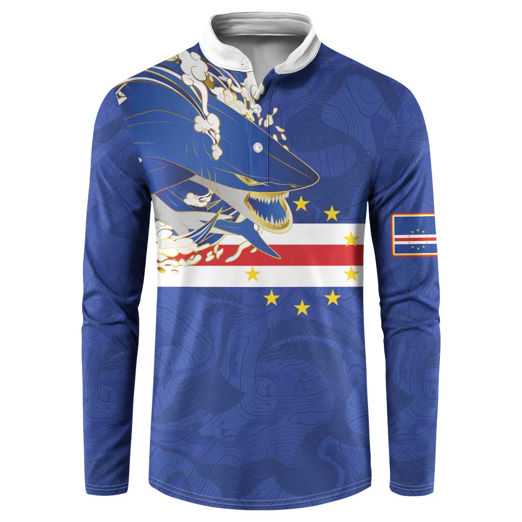 Custom Cape Verde National Football Button Sweatshirt Glory Blue Sharks