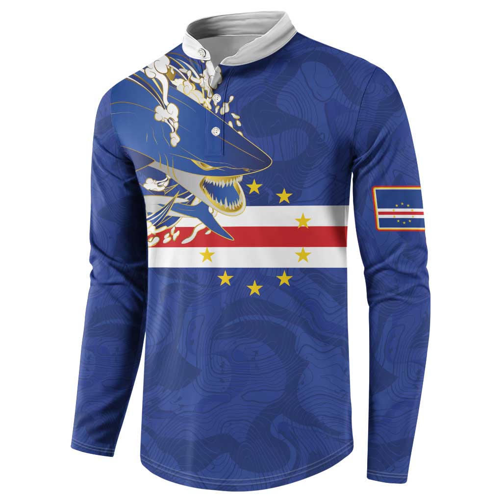 Custom Cape Verde National Football Button Sweatshirt Glory Blue Sharks