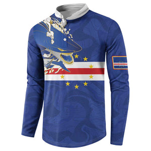 Custom Cape Verde National Football Button Sweatshirt Glory Blue Sharks