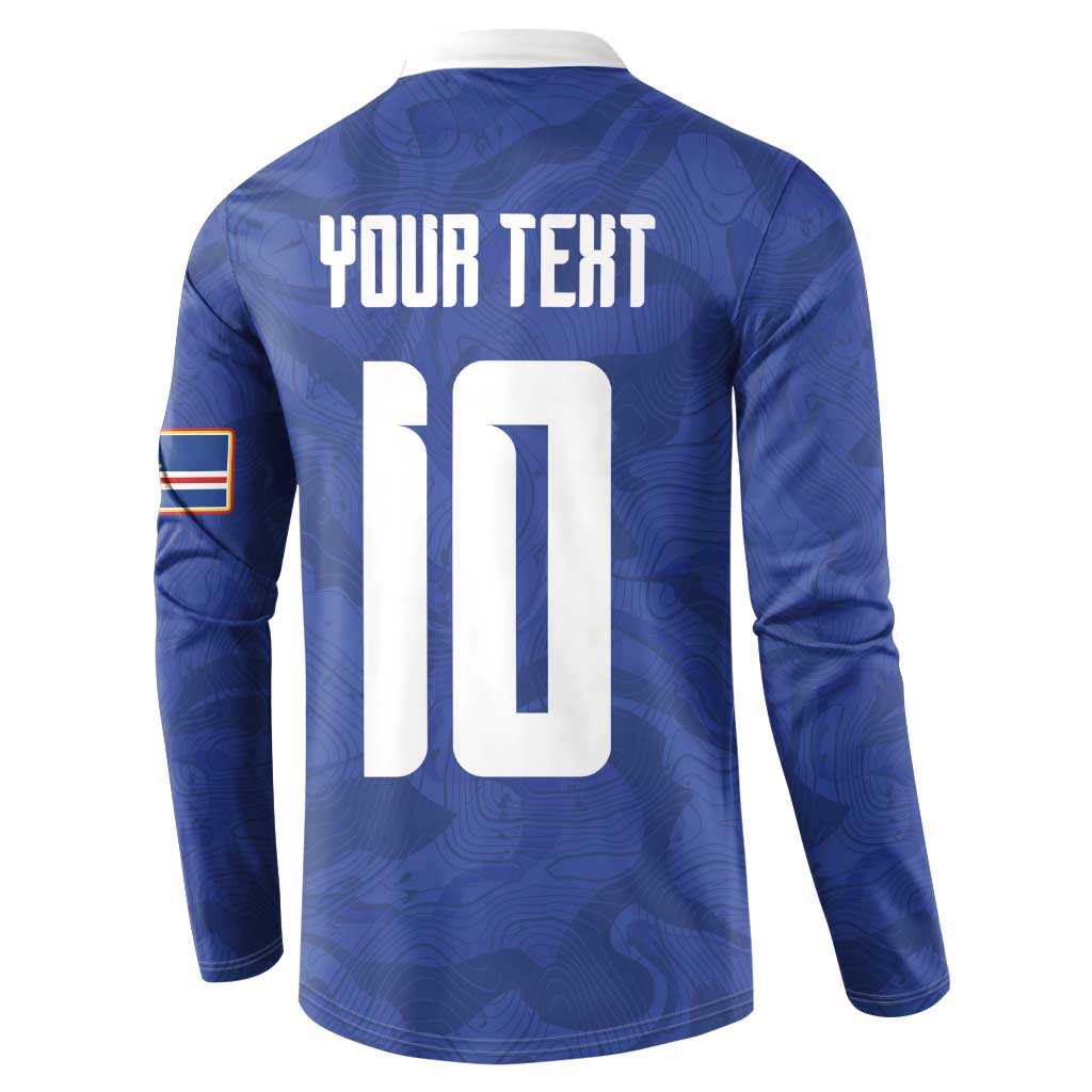 Custom Cape Verde National Football Button Sweatshirt Glory Blue Sharks