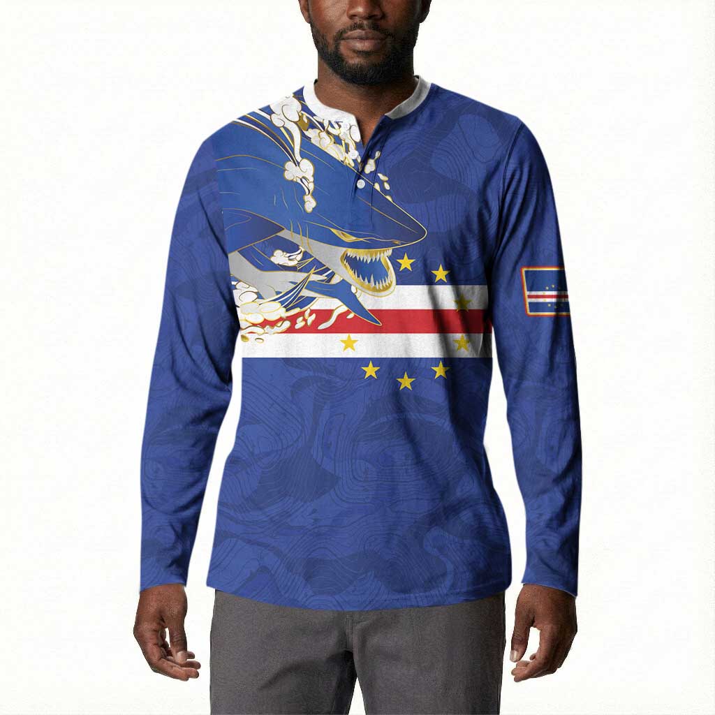 Custom Cape Verde National Football Button Sweatshirt Glory Blue Sharks