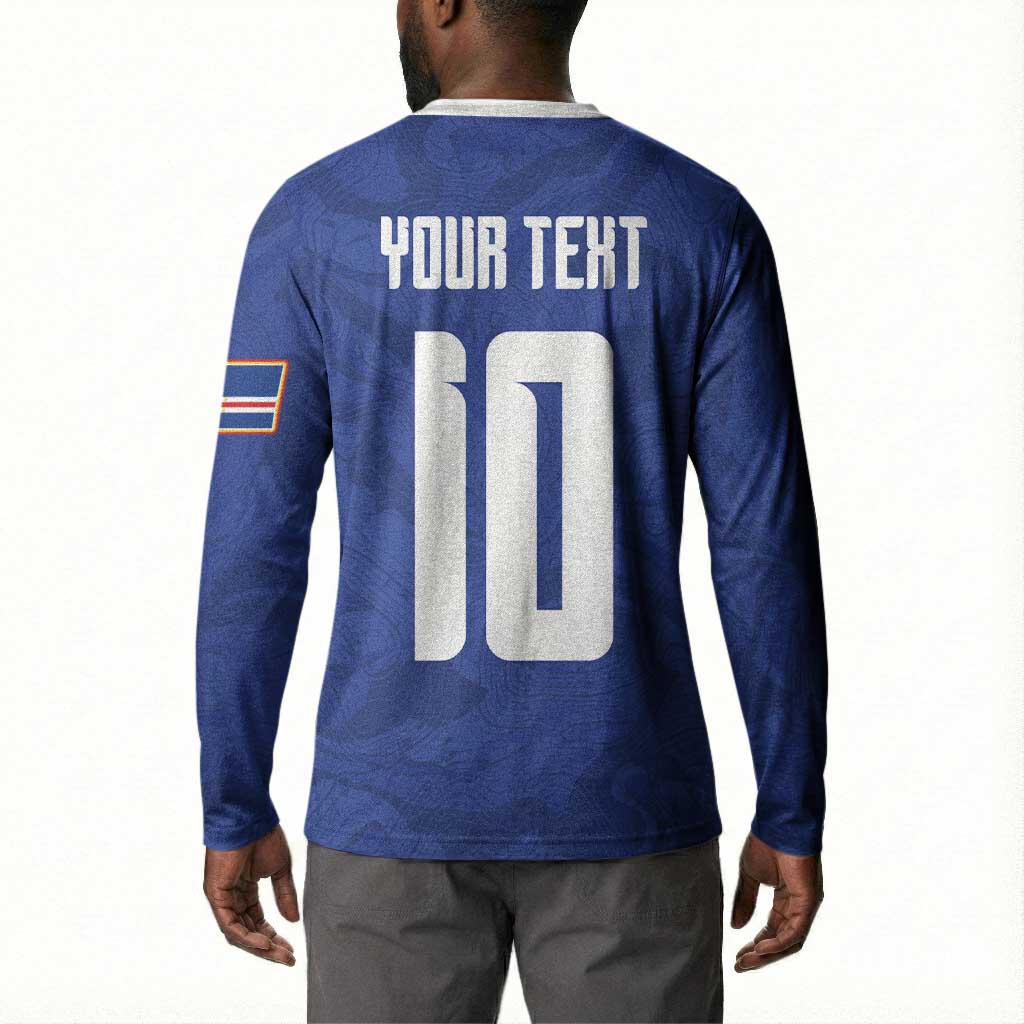 Custom Cape Verde National Football Button Sweatshirt Glory Blue Sharks