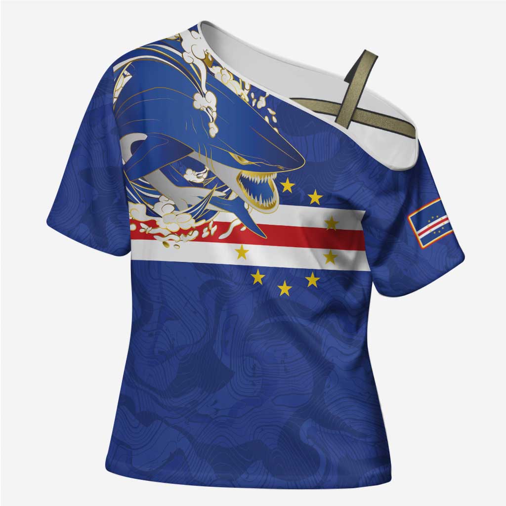 Custom Cape Verde National Football Cross Shoulder Shirt Glory Blue Sharks - African Pride