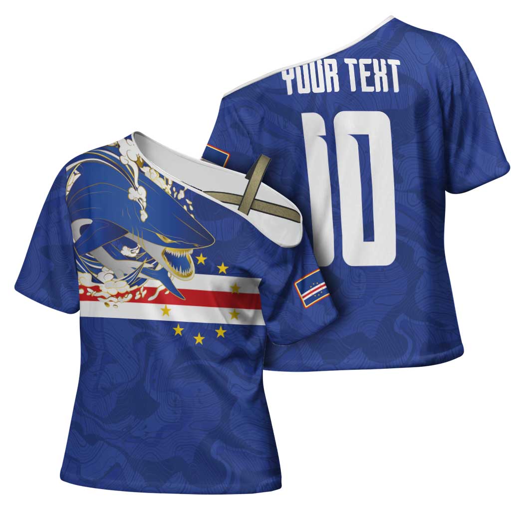 Custom Cape Verde National Football Cross Shoulder Shirt Glory Blue Sharks - African Pride