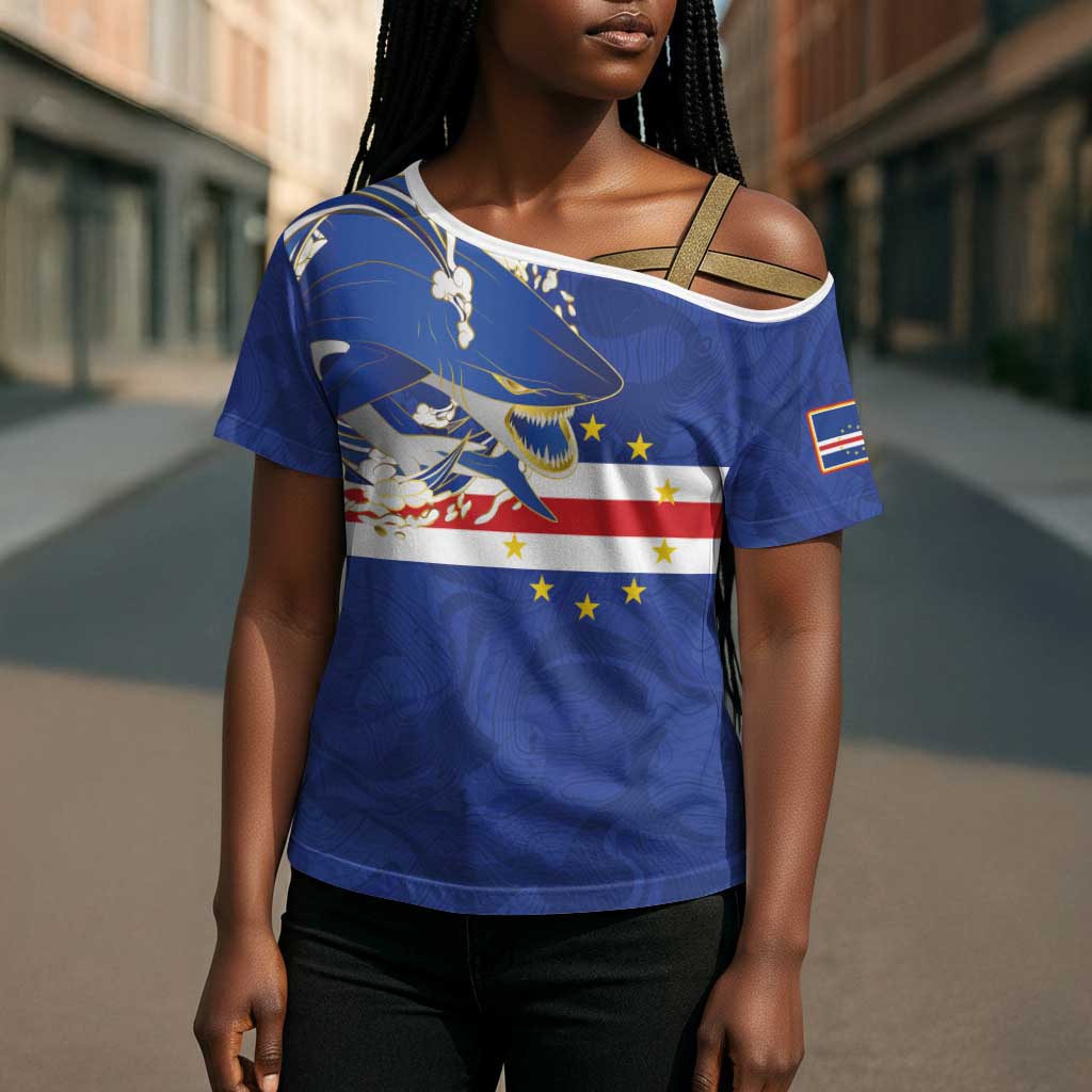Custom Cape Verde National Football Cross Shoulder Shirt Glory Blue Sharks - African Pride