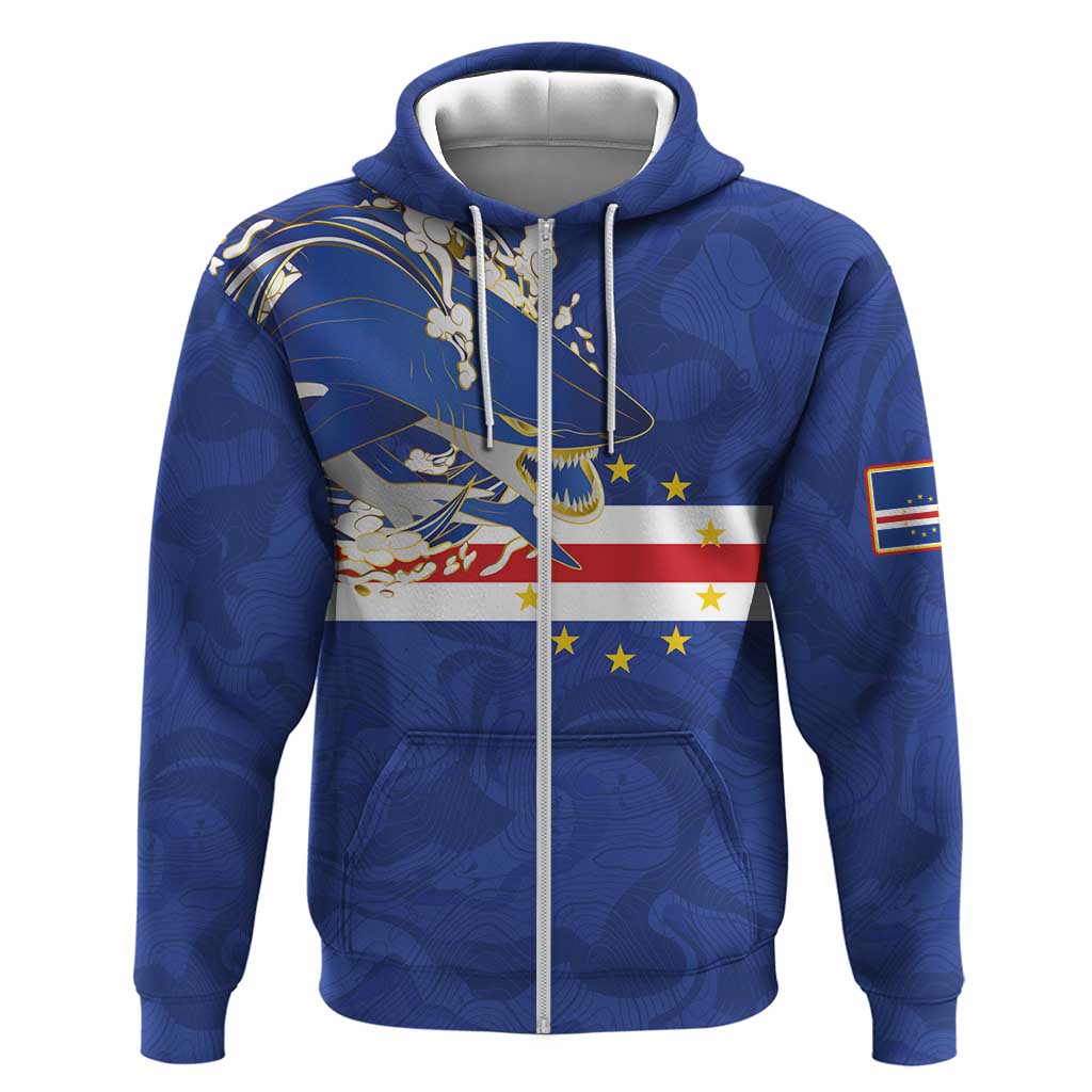 Custom Cape Verde National Football Hoodie Glory Blue Sharks - African Pride