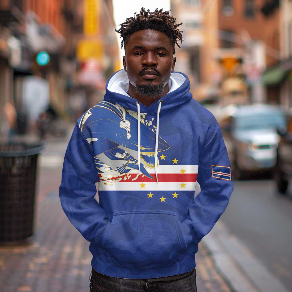 Custom Cape Verde National Football Hoodie Glory Blue Sharks - African Pride