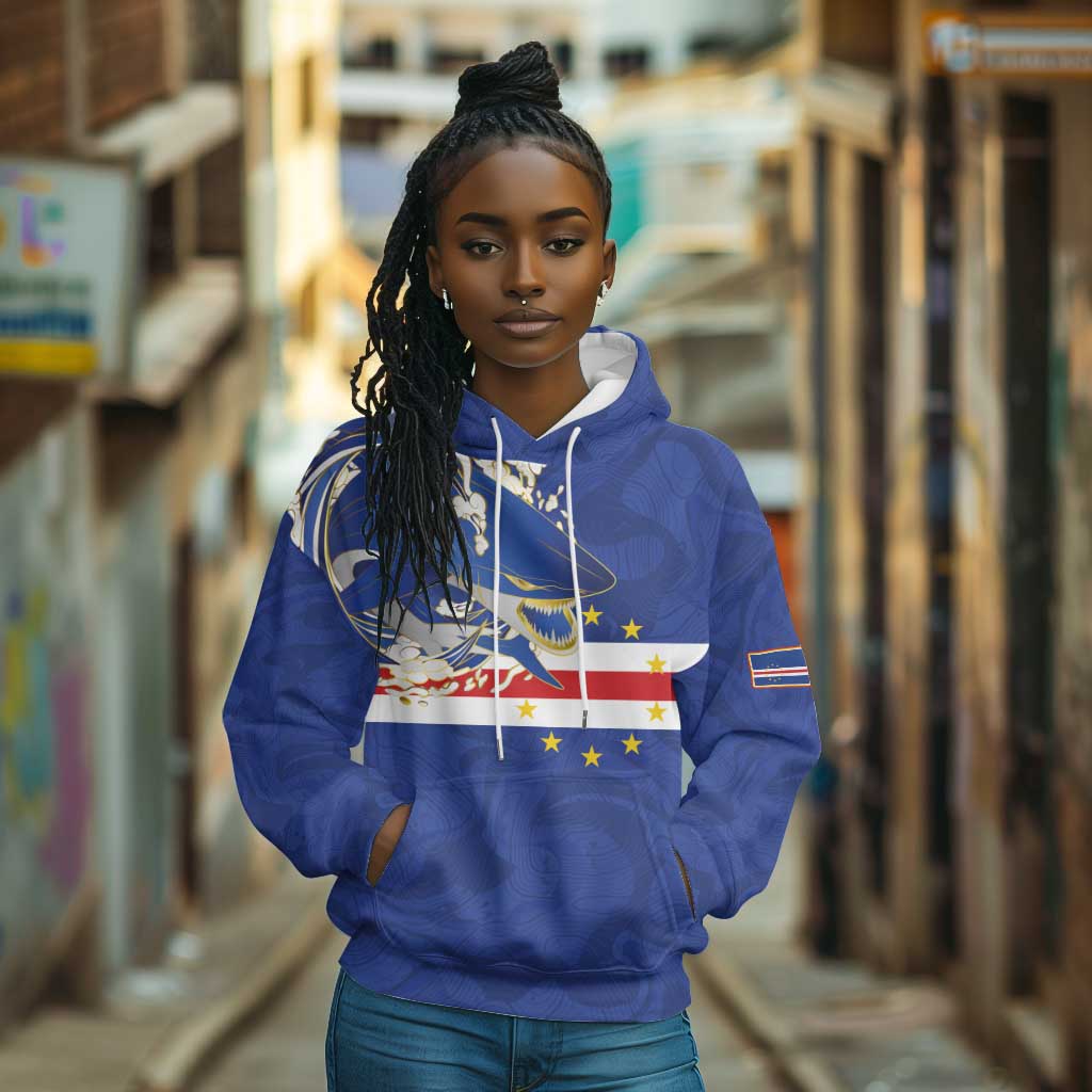 Custom Cape Verde National Football Hoodie Glory Blue Sharks - African Pride