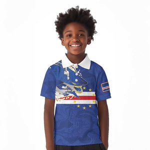 Custom Cape Verde National Football Kid Polo Shirt Glory Blue Sharks - African Pride