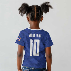 Custom Cape Verde National Football Kid T shirt Glory Blue Sharks - African Pride