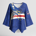 Custom Cape Verde National Football Kimono Sleeve Blouse Glory Blue Sharks - African Pride