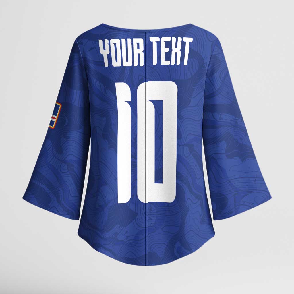 Custom Cape Verde National Football Kimono Sleeve Blouse Glory Blue Sharks - African Pride