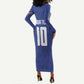 Custom Cape Verde National Football Long Sleeve Bodycon Dress Glory Blue Sharks - African Pride