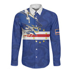 Custom Cape Verde National Football Long Sleeve Button Shirt Glory Blue Sharks - African Pride