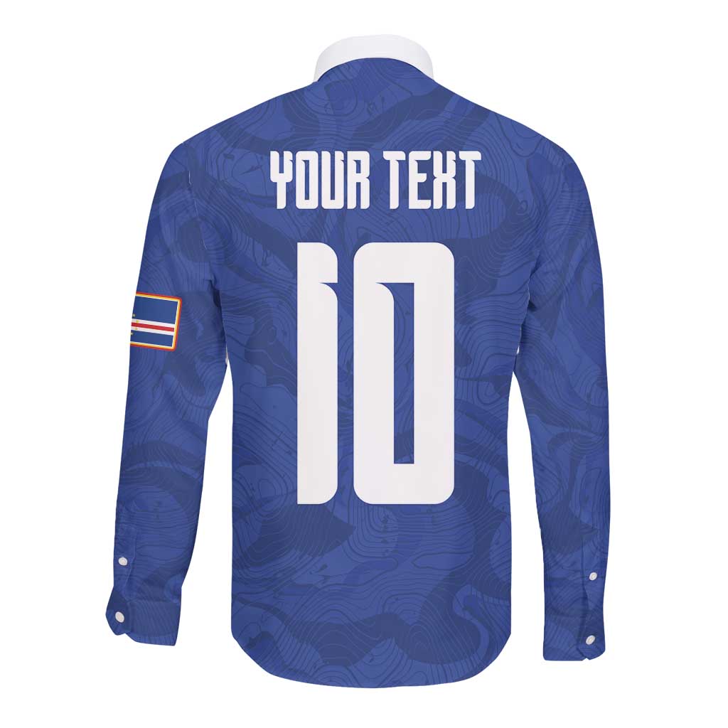 Custom Cape Verde National Football Long Sleeve Button Shirt Glory Blue Sharks - African Pride