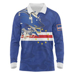 Custom Cape Verde National Football Long Sleeve Polo Shirt Glory Blue Sharks - African Pride