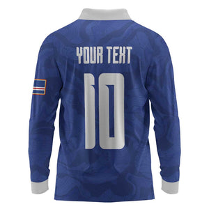 Custom Cape Verde National Football Long Sleeve Polo Shirt Glory Blue Sharks - African Pride