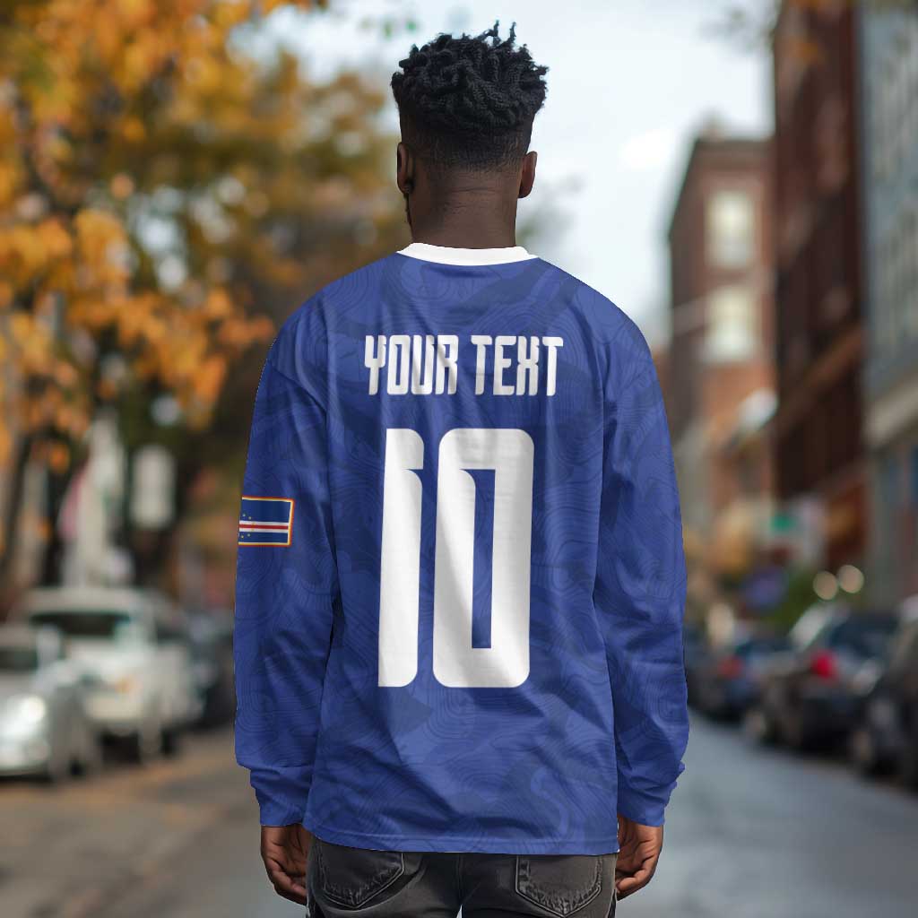 Custom Cape Verde National Football Long Sleeve Shirt Glory Blue Sharks - African Pride