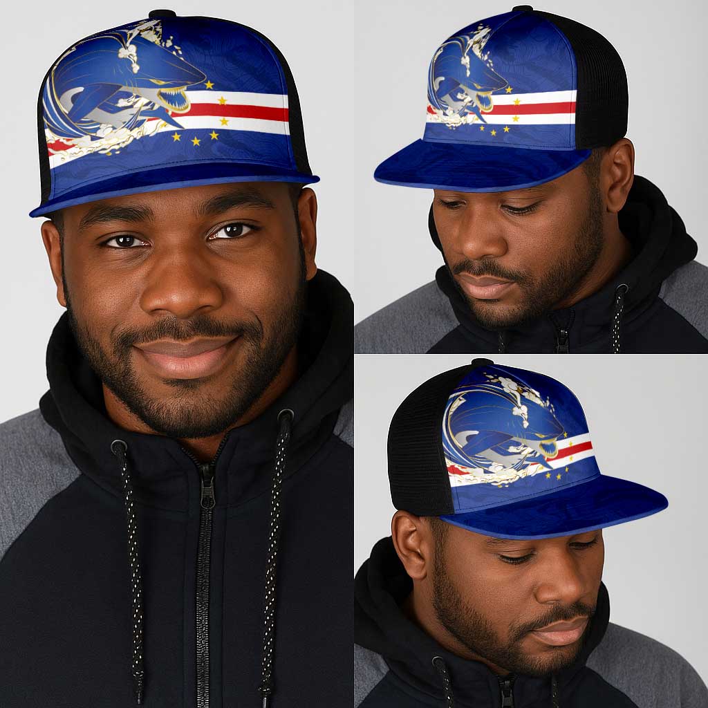 Cape Verde National Football Mesh Trucker Cap Glory Blue Sharks - African Pride
