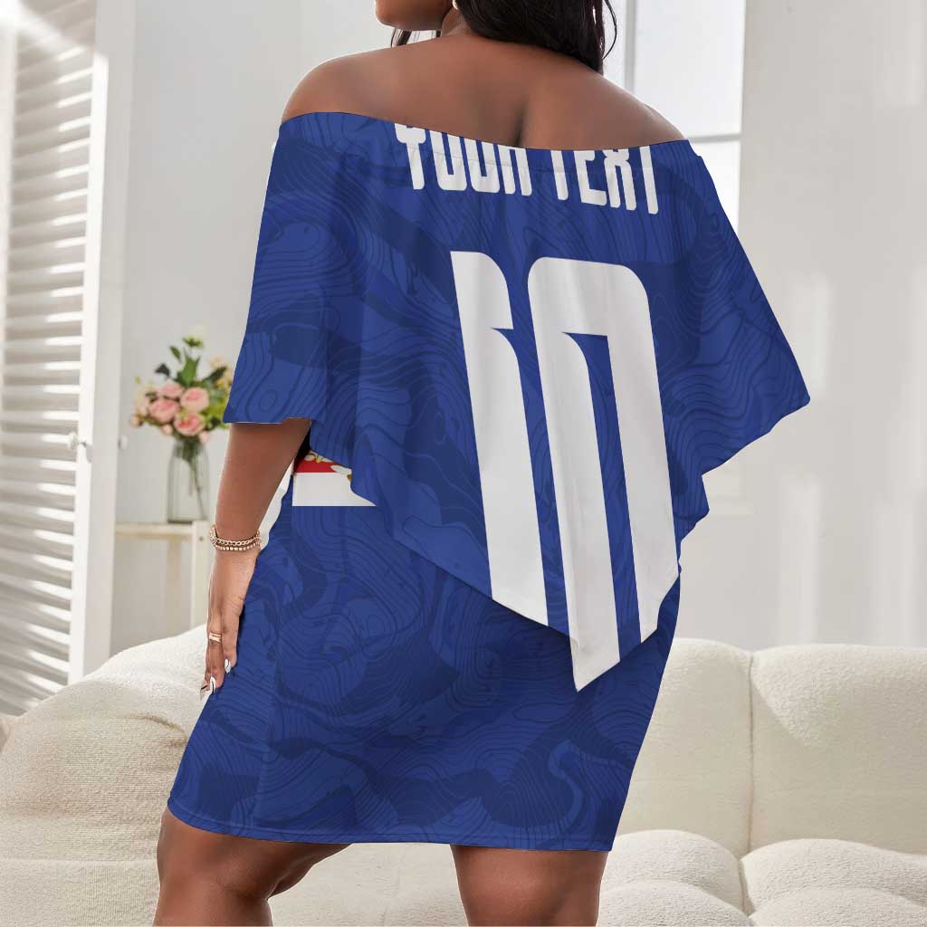 Custom Cape Verde National Football Off Shoulder Short Dress Glory Blue Sharks - African Pride