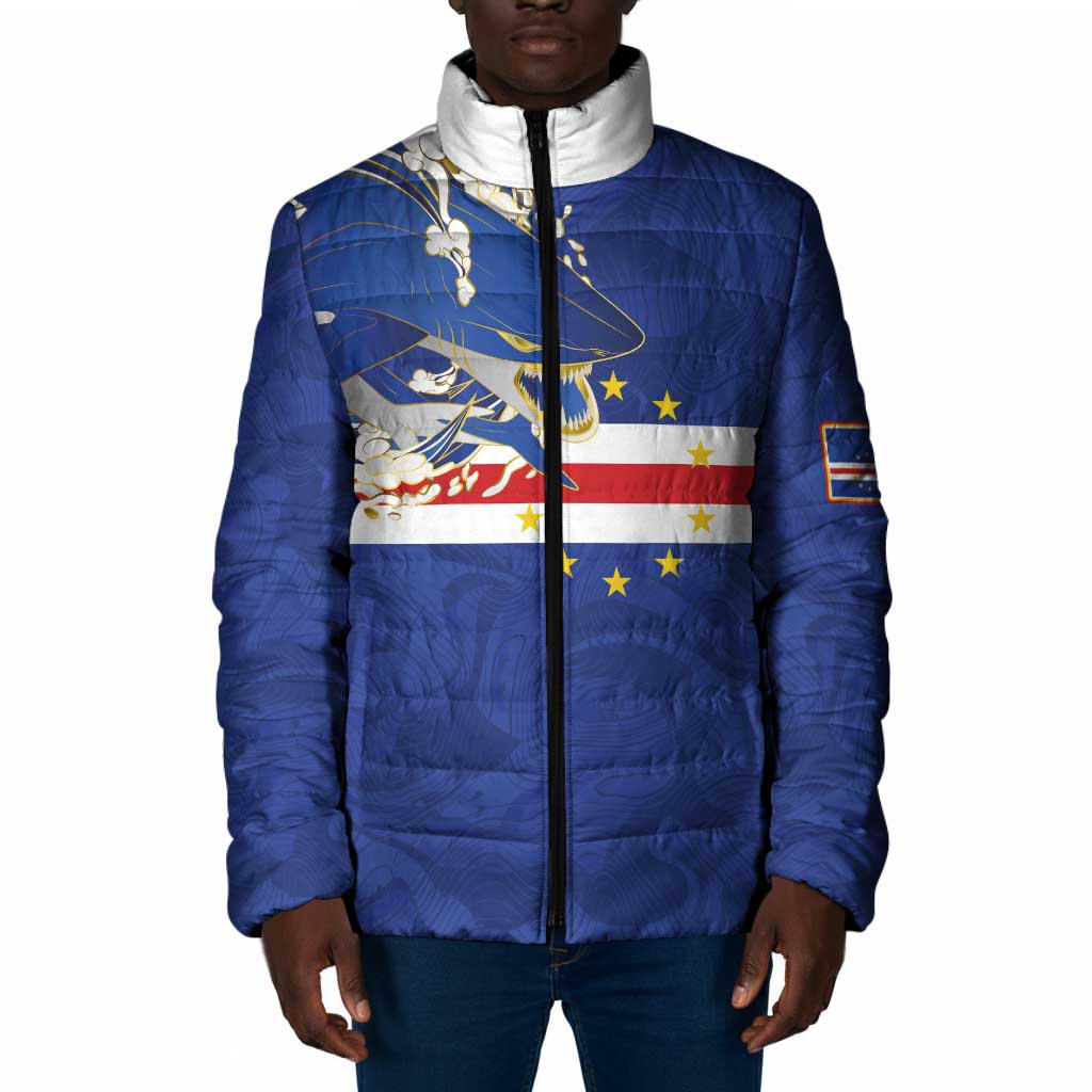 Custom Cape Verde National Football Padded Jacket Glory Blue Sharks - African Pride