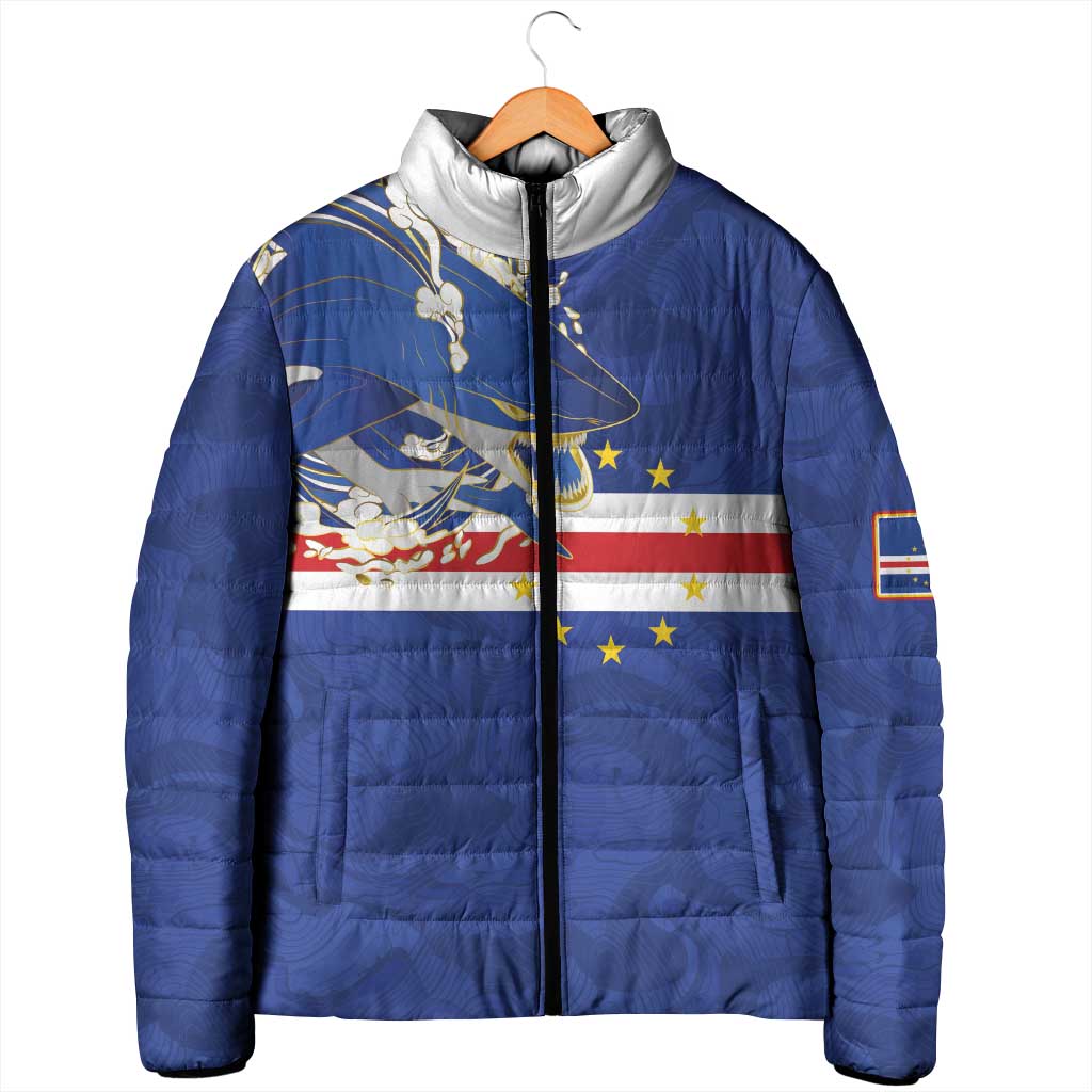 Custom Cape Verde National Football Padded Jacket Glory Blue Sharks - African Pride