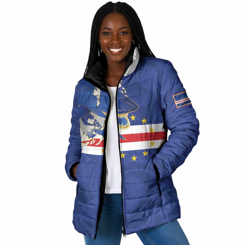 Custom Cape Verde National Football Padded Jacket Glory Blue Sharks - African Pride