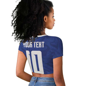 Custom Cape Verde National Football Raglan Cropped T shirt Glory Blue Sharks - African Pride