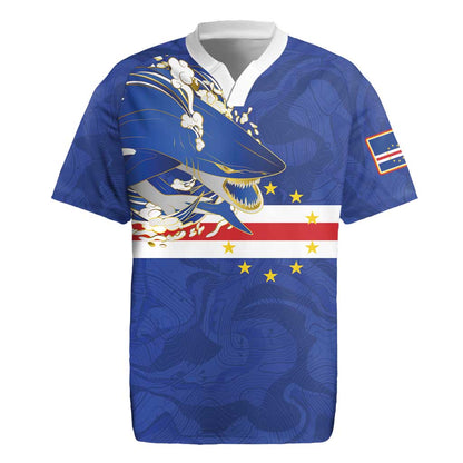 Custom Cape Verde National Football Rugby Jersey Glory Blue Sharks - African Pride